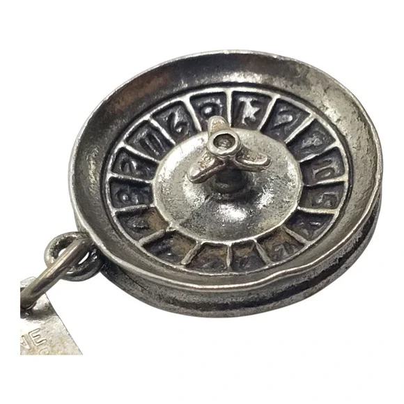 Vtg Sterling Silver Roulette Wheel Charm Pendant Bell Trading Post Tombstone AZ - Picture 1 of 4
